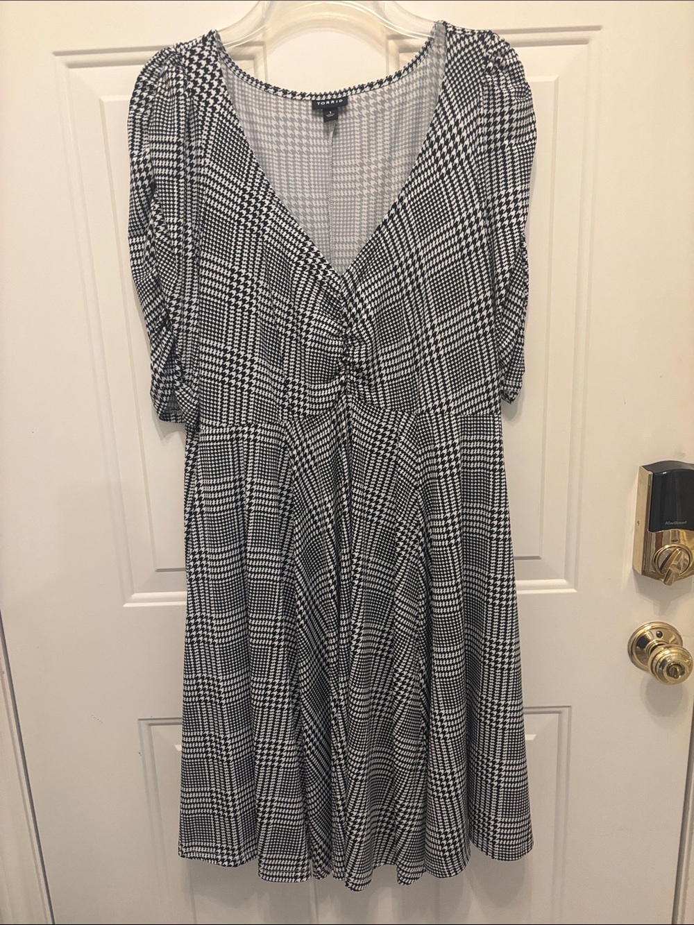 torrid Black and White Plaid Twist-Front Midi Dress